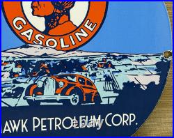 Vintage Mohawk Gasoline Porcelain Sign Gas Station Pump Plate Motor Oil Service