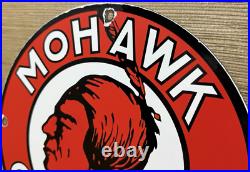 Vintage Mohawk Gasoline Porcelain Sign Gas Station Pump Plate Motor Oil Service