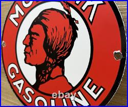 Vintage Mohawk Gasoline Porcelain Sign Gas Station Pump Plate Motor Oil Service