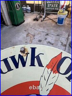 Vintage Mohawk Oil 12 Gasoline / Motor Oil Porcelain Gas Pump Sign