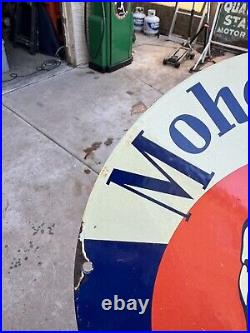 Vintage Mohawk Oil 12 Gasoline / Motor Oil Porcelain Gas Pump Sign