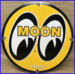 Vintage Moon Racing Porcelain Dealership Sign Sales Service Motor Oil Gas