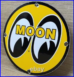 Vintage Moon Racing Porcelain Sign Dealership Gas Station Motor Oil Hot Rod