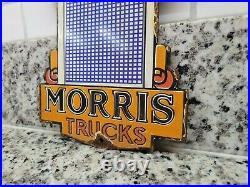 Vintage Morris Trucks Porcelain Sign Gas Motor Oil British Auto Car Transit Uk