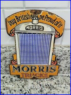 Vintage Morris Trucks Porcelain Sign Gas Motor Oil British Auto Car Transit Uk
