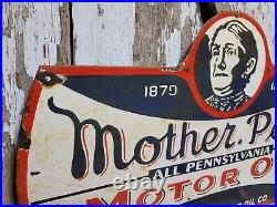 Vintage Mother Penn Porcelain Sign Old Pennsylvania Motor Oil Garage Service 28 Vintage Mother Penn Porcelain Sign Old Pennsylvania Motor Oil Garage Service 28