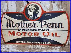 Vintage Mother Penn Porcelain Sign Old Pennsylvania Motor Oil Garage Service 28 Vintage Mother Penn Porcelain Sign Old Pennsylvania Motor Oil Garage Service 28