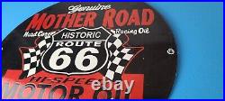 Vintage Mother Road Porcelain Hi Speed Motor Oil Route 66 Gas Pump Service Sign