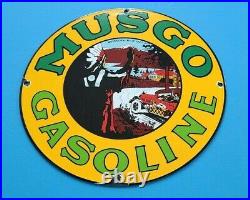 Vintage Musgo Gasoline Porcelain Gas Motor Oil Pump Plate Service Station Sign