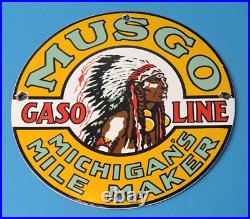 Vintage Musgo Gasoline Porcelain Gas Motor Oil Service Station Pump Sign