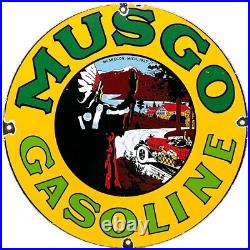 Vintage Musgo Gasoline Porcelain Sign Gas Station Pump Motor Oil Service