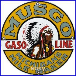 Vintage Musgo Gasoline Porcelain Sign Gas Station Pump Motor Oil Service Vintage Musgo Gasoline Porcelain Sign Gas Station Pump Motor Oil Service