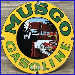 Vintage Musgo Gasoline Porcelain Sign Gas Station Pump Motor Oil Service