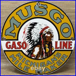 Vintage Musgo Gasoline Porcelain Sign Gas Station Pump Motor Oil Service Vintage Musgo Gasoline Porcelain Sign Gas Station Pump Motor Oil Service