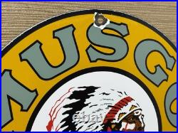 Vintage Musgo Gasoline Porcelain Sign Gas Station Pump Motor Oil Service Vintage Musgo Gasoline Porcelain Sign Gas Station Pump Motor Oil Service