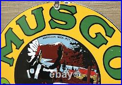 Vintage Musgo Gasoline Porcelain Sign Gas Station Pump Motor Oil Service