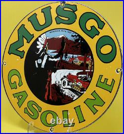 Vintage Musgo Gasoline Porcelain Sign Gas Station Pump Motor Oil Service