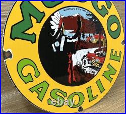 Vintage Musgo Gasoline Porcelain Sign Gas Station Pump Motor Oil Service