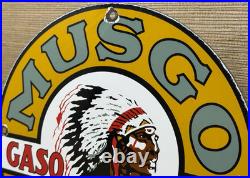Vintage Musgo Gasoline Porcelain Sign Gas Station Pump Motor Oil Service Vintage Musgo Gasoline Porcelain Sign Gas Station Pump Motor Oil Service