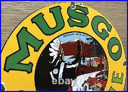 Vintage Musgo Gasoline Porcelain Sign Gas Station Pump Motor Oil Service