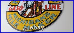 Vintage Musgo Gasoline Sign Gas Motor Oil Pump American Indian Porcelain Sign