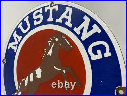 Vintage Mustang Motor Oil Porcelain Sign Gas Station Gasoline Bucking Bronco
