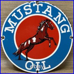 Vintage Mustang Motor Oil Porcelain Sign Gasoline Gas Station Pump Plate Service