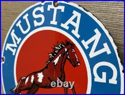 Vintage Mustang Motor Oil Porcelain Sign Gasoline Gas Station Pump Plate Service