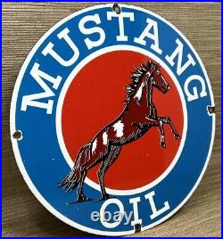 Vintage Mustang Motor Oil Porcelain Sign Gasoline Gas Station Pump Plate Service