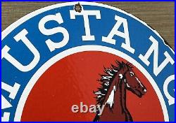 Vintage Mustang Motor Oil Porcelain Sign Gasoline Gas Station Pump Plate Service