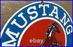 Vintage Mustang Motor Oil Porcelain Sign Gasoline Gas Station Pump Plate Service