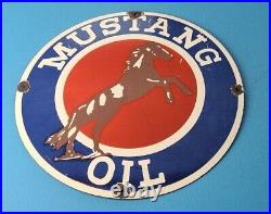 Vintage Mustang Oil Porcelain Gas Service Station Pump Plate Motor Gasoline Sign