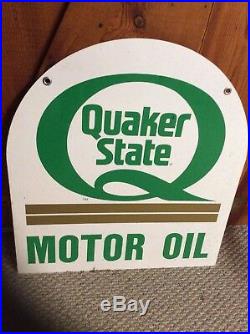 Vintage NOS Quaker State Motor Oil 2 Sided Porcelain Metal Sign