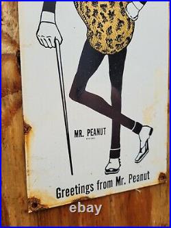 Vintage Nabisco Porcelain Sign Mr Peanut Nut Snack Grocery Market Gas Motor Oil