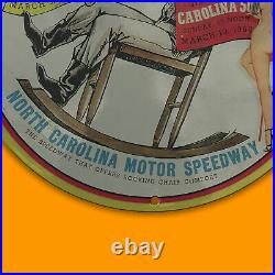 Vintage North Carolina Motor Speedway Gasoline Porcelain Gas Service Stationsign