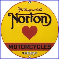 Vintage Norton Motorcycles Porcelain Sign General Motors Dealership Gas Oil
