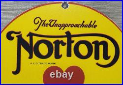 Vintage Norton Motorcycles Porcelain Sign General Motors Dealership Gas Oil