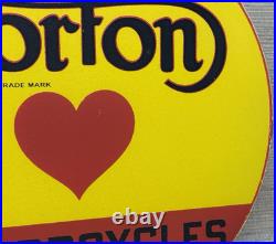 Vintage Norton Motorcycles Porcelain Sign General Motors Dealership Gas Oil
