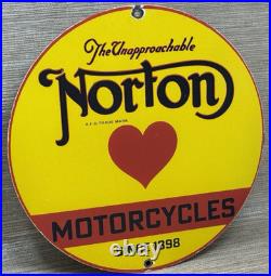 Vintage Norton Motorcycles Porcelain Sign General Motors Dealership Gas Oil
