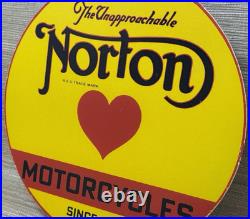 Vintage Norton Motorcycles Porcelain Sign General Motors Dealership Gas Oil