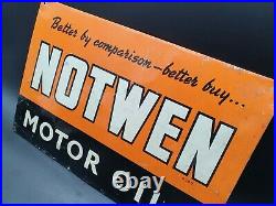 Vintage Notwen Motor Oil Advertising Tin Sign Garage Advertising Automobilia