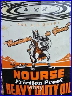 Vintage Nourse Oils Motor Oil Porcelain Gas Station Pump Sign Gasoline Vintage Nourse Oils Motor Oil Porcelain Gas Station Pump Sign Gasoline