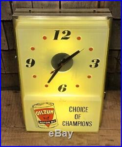 Vintage OILZUM Motor Oil Garage Dealer Service Station Light Up Clock Sign