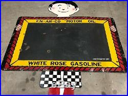 Vintage ORIGINAL EN-AR-CO BOY Motor Oil WHITE ROSE Gasoline Chalk Board Sign Gas