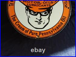 Vintage Oilzum Gasoline / Motor Oil Porcelain Gas Pump Sign