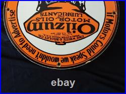 Vintage Oilzum Gasoline / Motor Oil Porcelain Gas Pump Sign