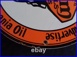 Vintage Oilzum Gasoline / Motor Oil Porcelain Gas Pump Sign