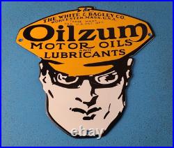 Vintage Oilzum Gasoline Porcelain Gas Motor Oil Lube Service Station Pump Sign