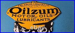 Vintage Oilzum Gasoline Porcelain Gas Motor Oil Lube Service Station Pump Sign