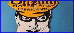 Vintage Oilzum Gasoline Porcelain Gas Motor Oil Lube Service Station Pump Sign